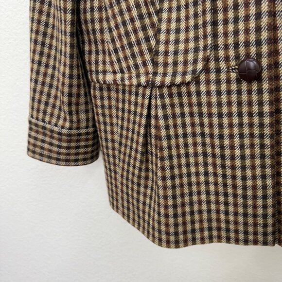 Talbots Plaid Peplum Houndstooth Wool Button Career Business Jacket Womens sz 4 - Picture 5 of 9